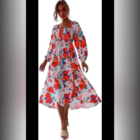 Floral Print Smocked Maxi Dress Size S - Picture 11 of 11